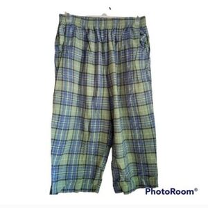 Plaid Capris Green, Yellow, and Blue